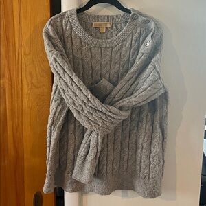 Michael Kors Light Gray Cable Knit Sweater size L